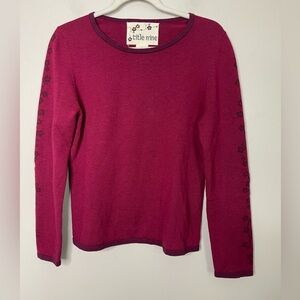 Title Nine Women’s cherry Blossom Wool Cotton Crewneck Sweater Sz S Outdoor